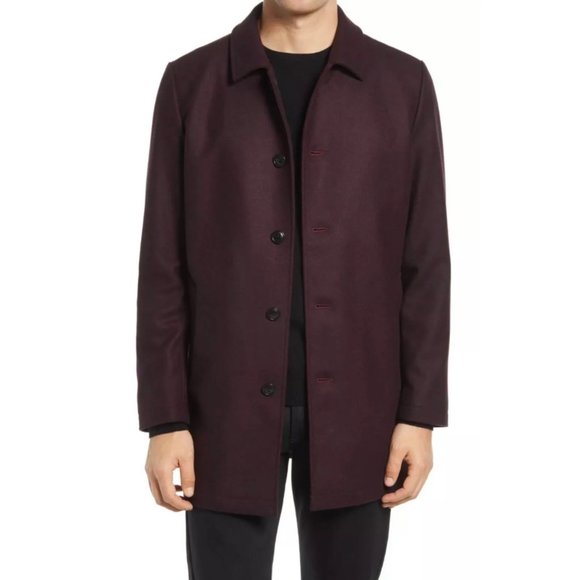 Bonobos Other - NWT Bonobos Italian Wool Blend Car Coat Jacket Blazer Burgundy Red Large Slim